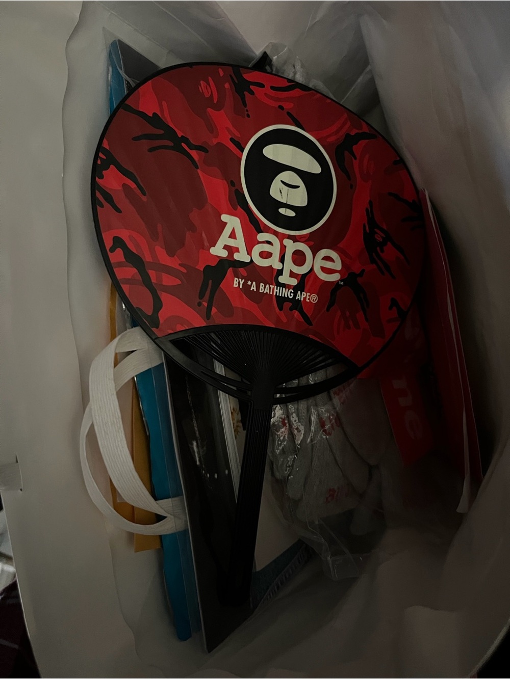 Aape by A Bathing Ape Red Camo Hand Fan